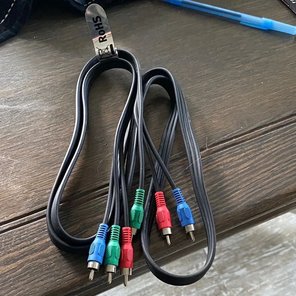 Premium Black RCA Component Cable with Red, Green, Blue Connectors